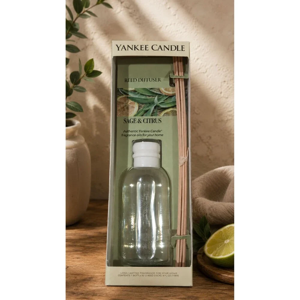New Yankee Candle Reed Diffuser – Sage & Citrus – 4 oz Home Fragrance Gift Set